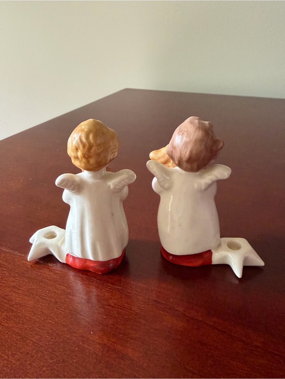 GOEBEL Ceramic Angel Candle Holders with Red Accents. MADE IN GERMANY 🇩🇪 VINTAGE - Picture 2 of 8